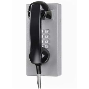 Téléphone anti-vandalisme gris Mesitel A2S Voice boîtier acier clavier métal pour prison