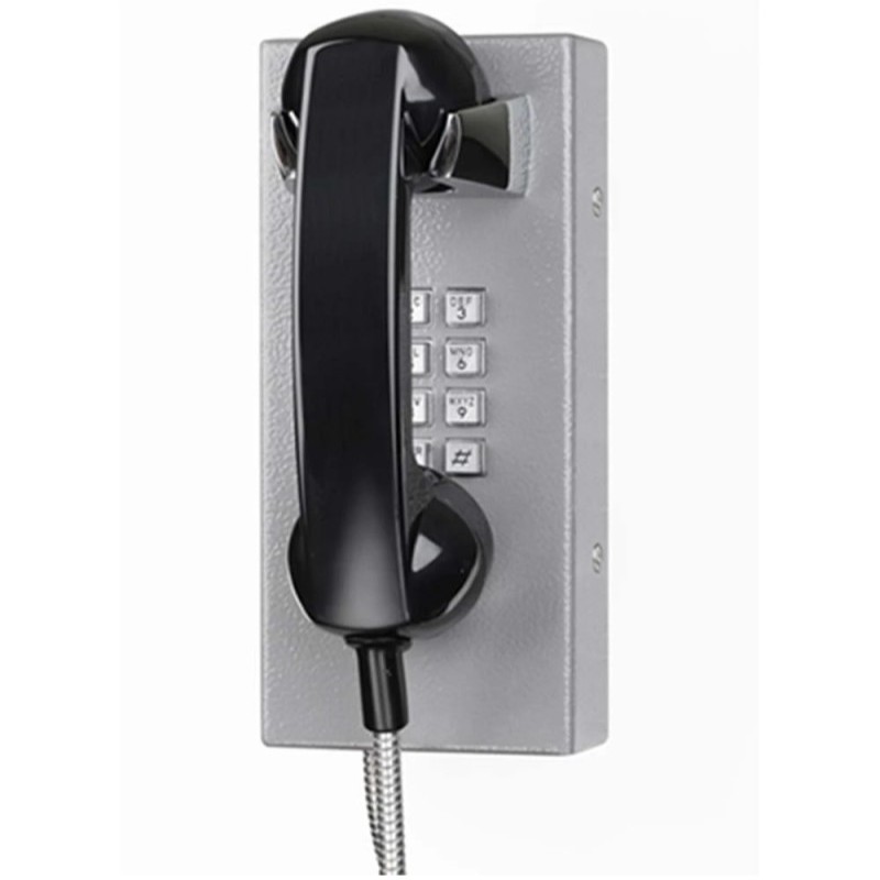 Téléphone anti-vandalisme gris Mesitel A2S Voice boîtier acier clavier métal pour prison